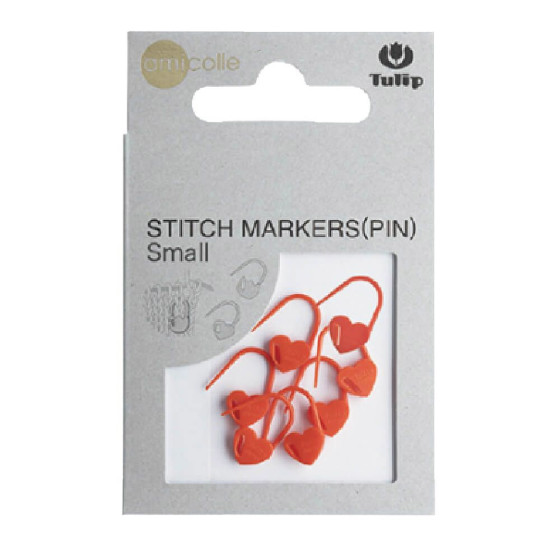 stitch markers open, small - heart, orange
