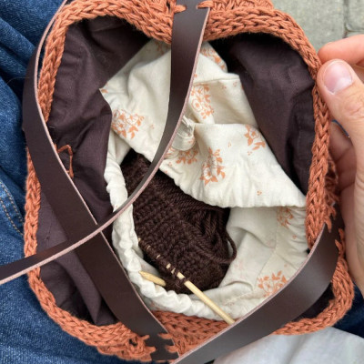 Leather straps for French Market Bag - Dark brown
