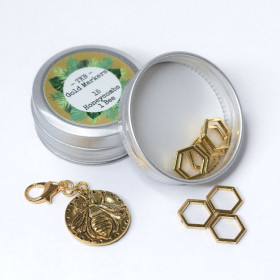 Gold Bee -1 Queenbee, 15 Hexagon rings