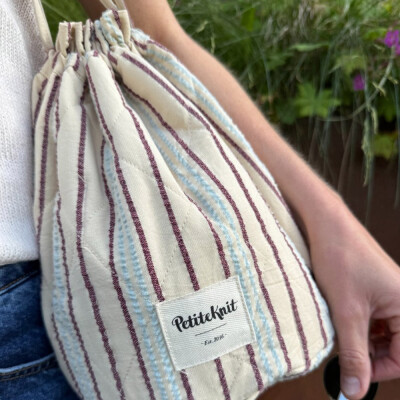 Knitters Project Bag - Seersucker Twin Stripe