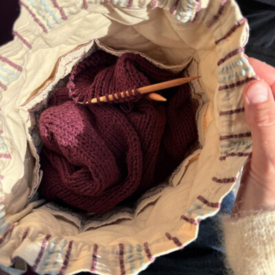 Knitters Project Bag - Seersucker Twin Stripe
