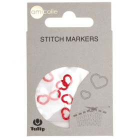 Stitch Markers, small - Heart, Red