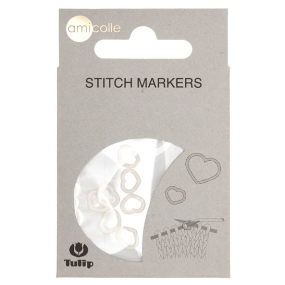 Stitch Markers, small - Heart, White