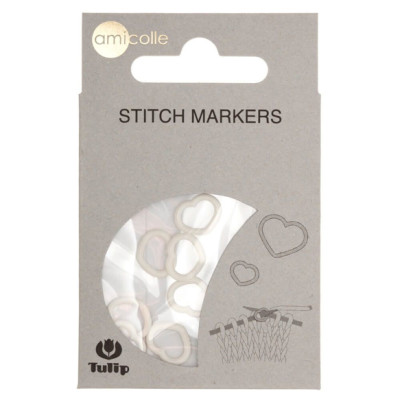 Stitch Markers, medium - Heart, White
